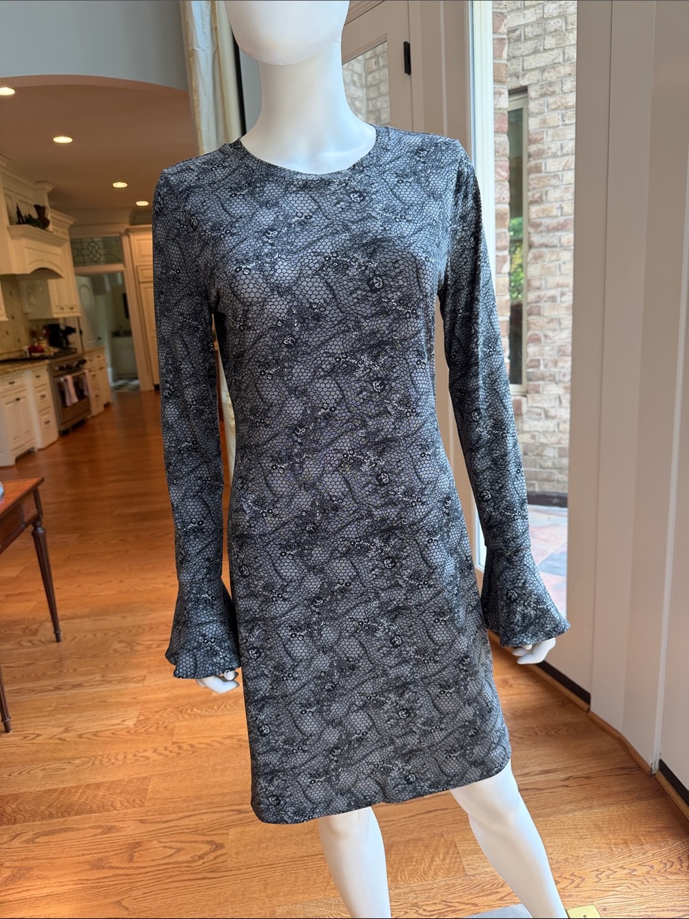 Michael Kors Women's Black & white Long-Sleeve Shift Dress